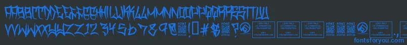 フォントTraviscountyRegular – 黒い背景に青い文字