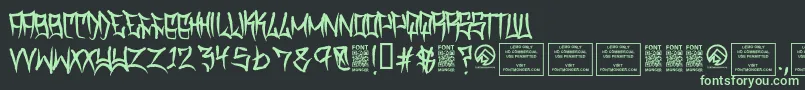 フォントTraviscountyRegular – 黒い背景に緑の文字