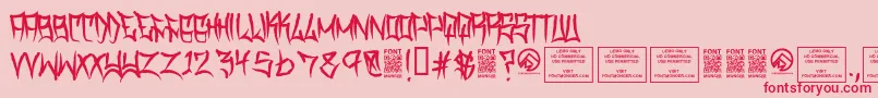 TraviscountyRegular-Schriftart – Rote Schriften auf rosa Hintergrund