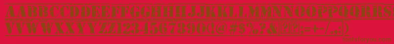 OldStamper-Schriftart – Braune Schriften auf rotem Hintergrund