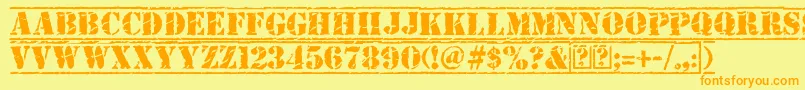 OldStamper-Schriftart – Orangefarbene Schriften auf gelbem Hintergrund