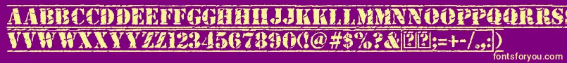 OldStamper-Schriftart – Gelbe Schriften auf violettem Hintergrund