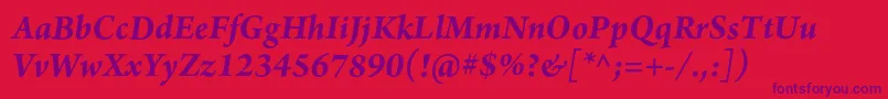 ArnoproBolditalic12pt Font – Purple Fonts on Red Background