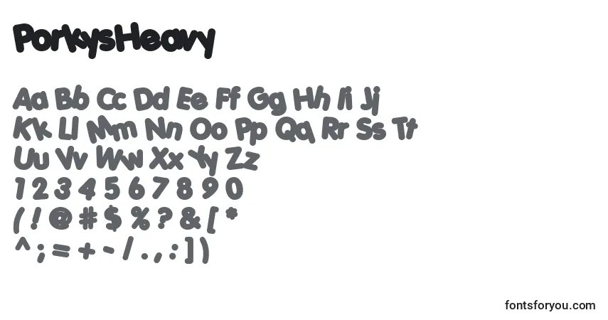 Czcionka PorkysHeavy – alfabet, cyfry, specjalne znaki