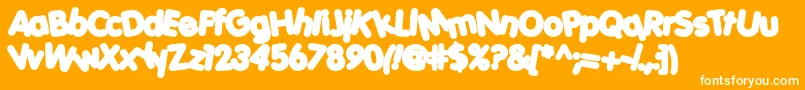 PorkysHeavy-Schriftart – Weiße Schriften auf orangefarbenem Hintergrund