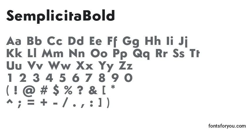 A fonte SemplicitaBold – alfabeto, números, caracteres especiais