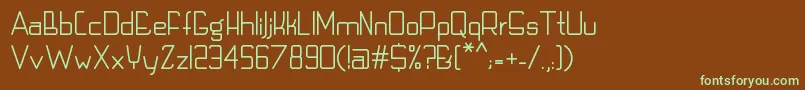 フォントTechnoLcd – 緑色の文字が茶色の背景にあります。