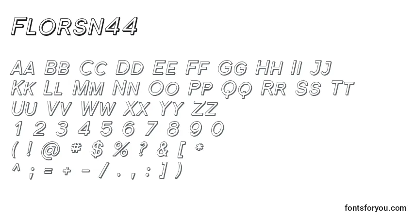 Czcionka Florsn44 – alfabet, cyfry, specjalne znaki