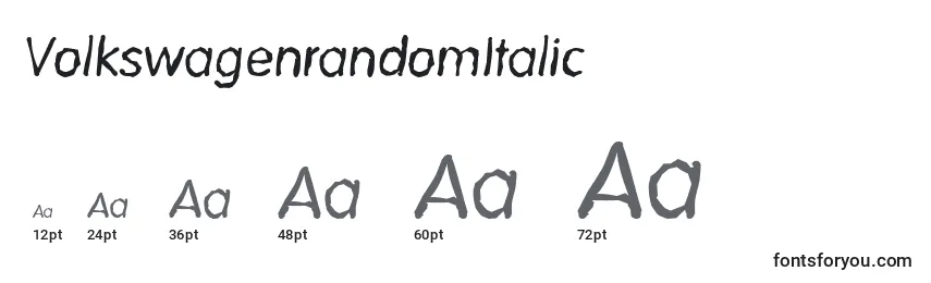 Размеры шрифта VolkswagenrandomItalic