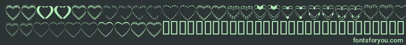 4yeohearts-fontti – vihreät fontit mustalla taustalla
