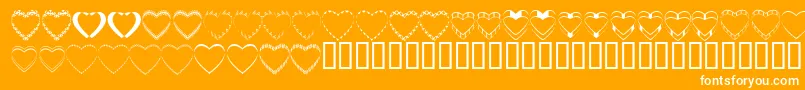 4yeohearts-Schriftart – Weiße Schriften auf orangefarbenem Hintergrund