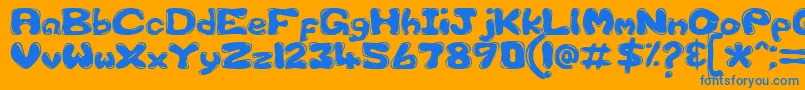 GfsCustomBubble1-Schriftart – Blaue Schriften auf orangefarbenem Hintergrund