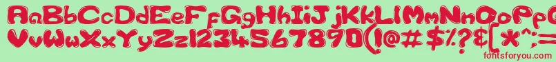 GfsCustomBubble1 Font – Red Fonts on Green Background