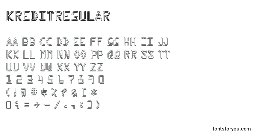 KreditRegular-fontti – aakkoset, numerot, erikoismerkit