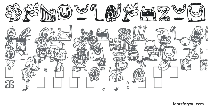 Schriftart Monsterocity – Alphabet, Zahlen, spezielle Symbole