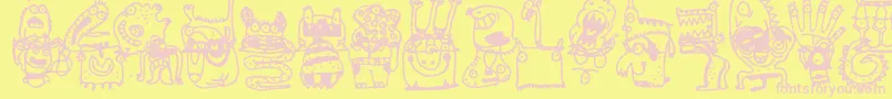 Monsterocity Font – Pink Fonts on Yellow Background