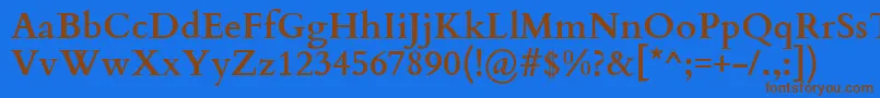 フォントCardoBold – 茶色の文字が青い背景にあります。