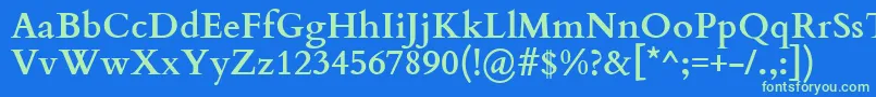 フォントCardoBold – 青い背景に緑のフォント