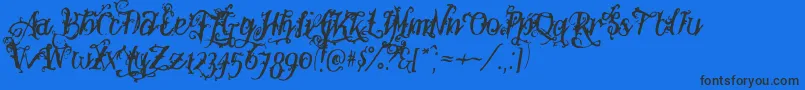 フォントBotanink – 黒い文字の青い背景