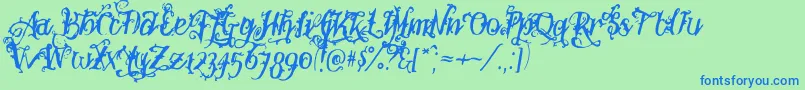 フォントBotanink – 青い文字は緑の背景です。