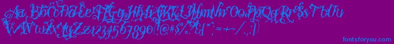 フォントBotanink – 紫色の背景に青い文字