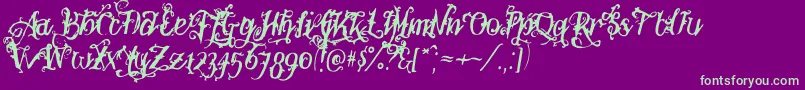 Botanink-fontti – vihreät fontit violetilla taustalla