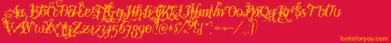 フォントBotanink – 赤い背景にオレンジの文字