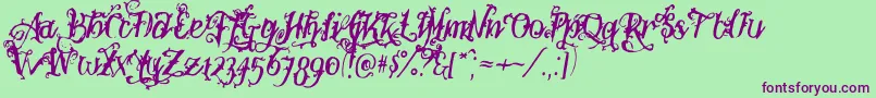 フォントBotanink – 緑の背景に紫のフォント