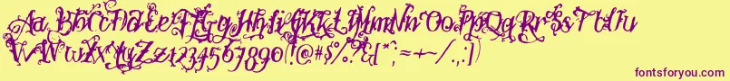 Botanink-Schriftart – Violette Schriften auf gelbem Hintergrund