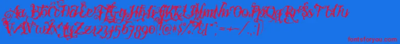 Botanink Font – Red Fonts on Blue Background