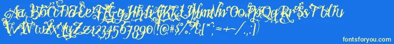 Botanink-fontti – keltaiset fontit sinisellä taustalla