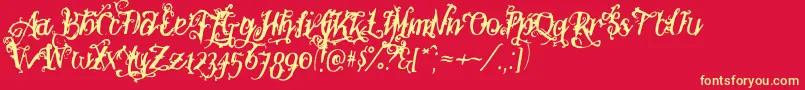 フォントBotanink – 黄色の文字、赤い背景