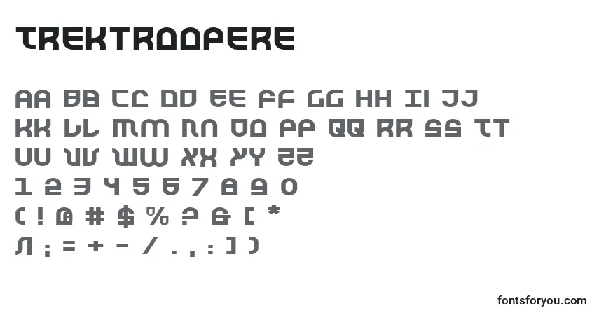 A fonte Trektroopere – alfabeto, números, caracteres especiais