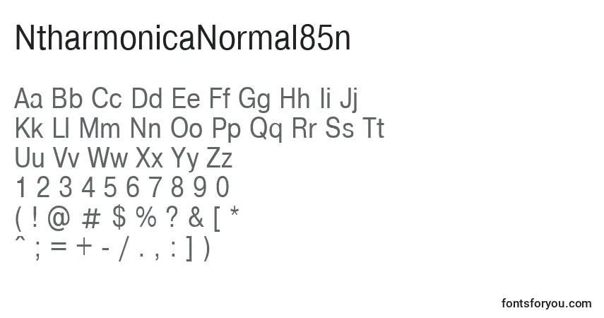 Schriftart NtharmonicaNormal85n – Alphabet, Zahlen, spezielle Symbole