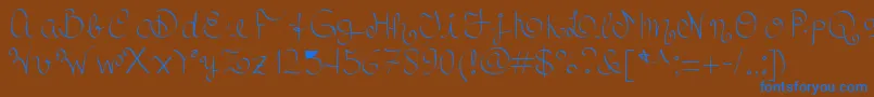 Royalncurvy-Schriftart – Blaue Schriften auf braunem Hintergrund