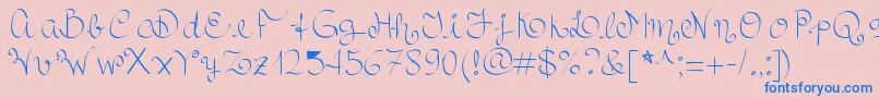 Royalncurvy-Schriftart – Blaue Schriften auf rosa Hintergrund