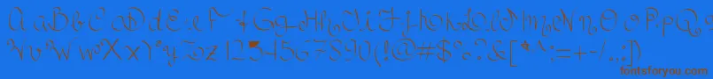 Royalncurvy Font – Brown Fonts on Blue Background