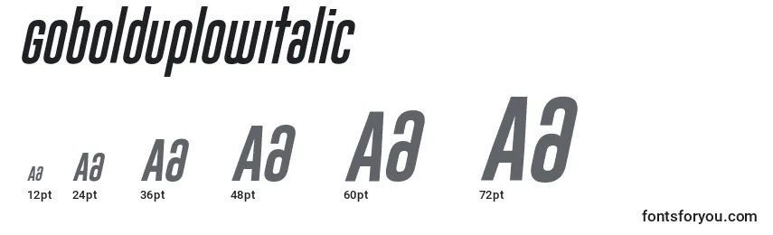 GoboldUplowItalic Font Sizes