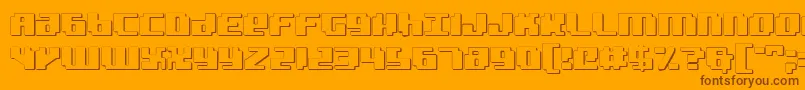Bad Robot 3D-Schriftart – Braune Schriften auf orangefarbenem Hintergrund