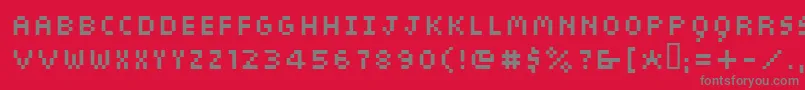 Sieben-Schriftart – Graue Schriften auf rotem Hintergrund