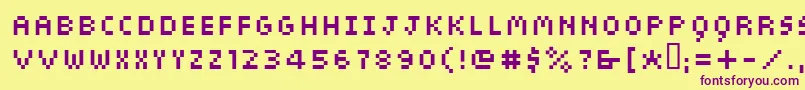 Czcionka Sieben – fioletowe czcionki na żółtym tle