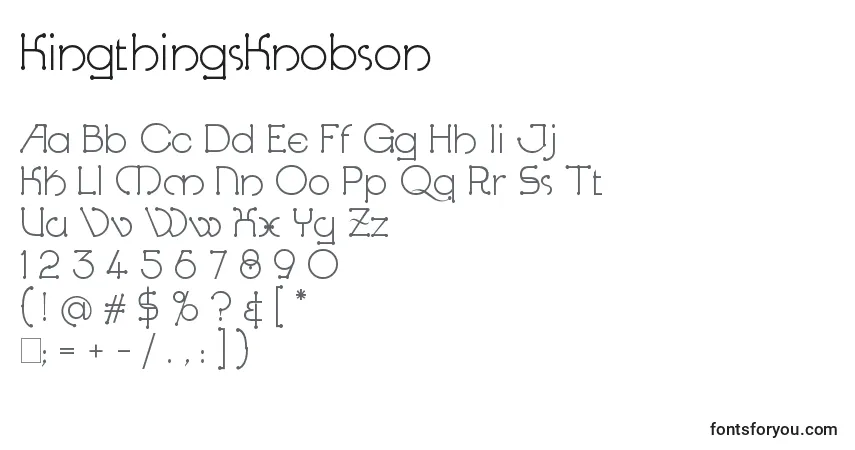A fonte KingthingsKnobson – alfabeto, números, caracteres especiais