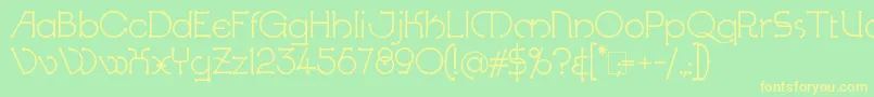 フォントKingthingsKnobson – 黄色の文字が緑の背景にあります