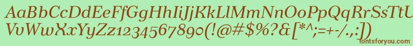 TusarosfItalic-Schriftart – Braune Schriften auf grünem Hintergrund