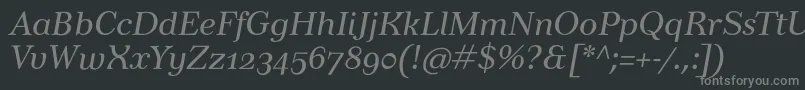 フォントTusarosfItalic – 黒い背景に灰色の文字