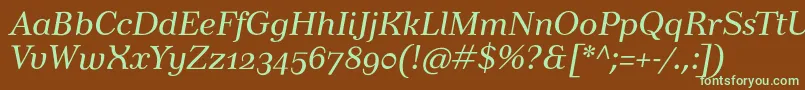 TusarosfItalic-fontti – vihreät fontit ruskealla taustalla
