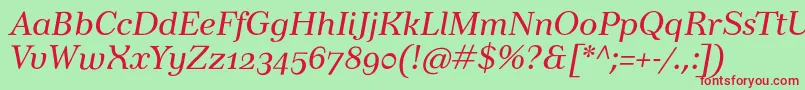 TusarosfItalic Font – Red Fonts on Green Background
