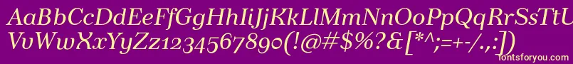 TusarosfItalic Font – Yellow Fonts on Purple Background