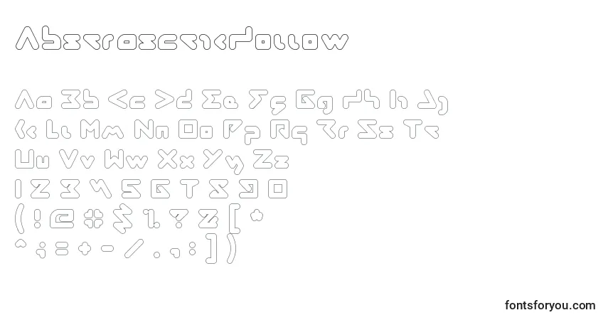 Czcionka AbstrasctikHollow – alfabet, cyfry, specjalne znaki