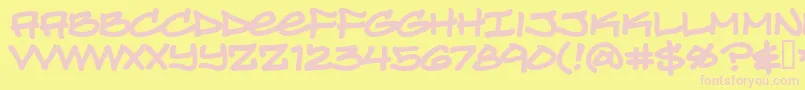 TurntablzBbBold-Schriftart – Rosa Schriften auf gelbem Hintergrund